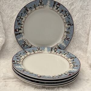 Set of 5 Vintage Snowmen Serenade II Dinner Plate MEIWA Christmas Snowman 1997